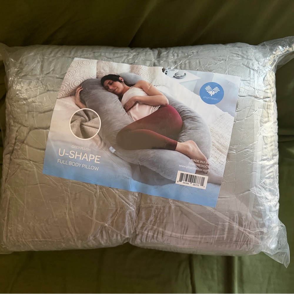Grey Plush U-Shape Full Body Pillow - Pharmedoc